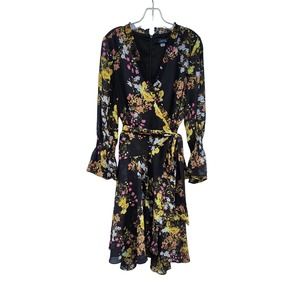 Tahari printed faux wrap dress 10